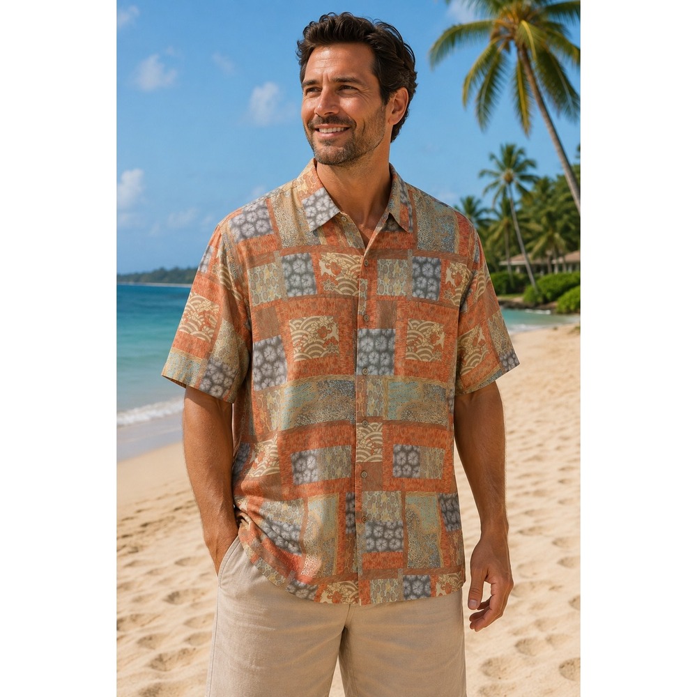 Tori Richard Hawaiian Shirt Mens XL Cotton Lawn Patchwork Floral Aloha USA -391